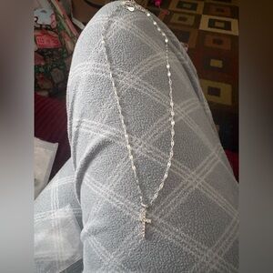 Silver cross necklace stamped